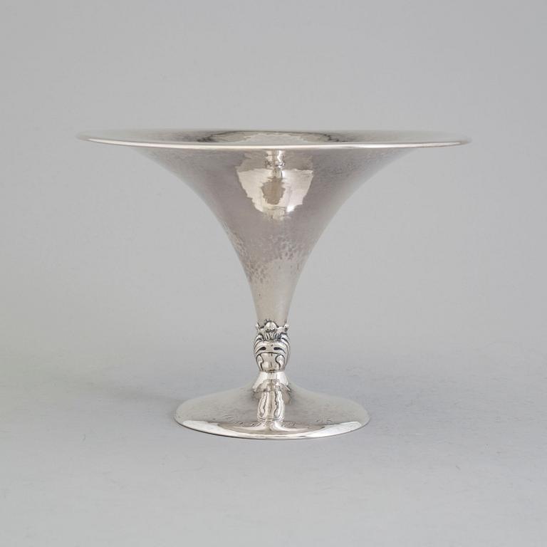 EMIL O MÖLLER, skål på fot, silver, jugend, Malmö 1925.