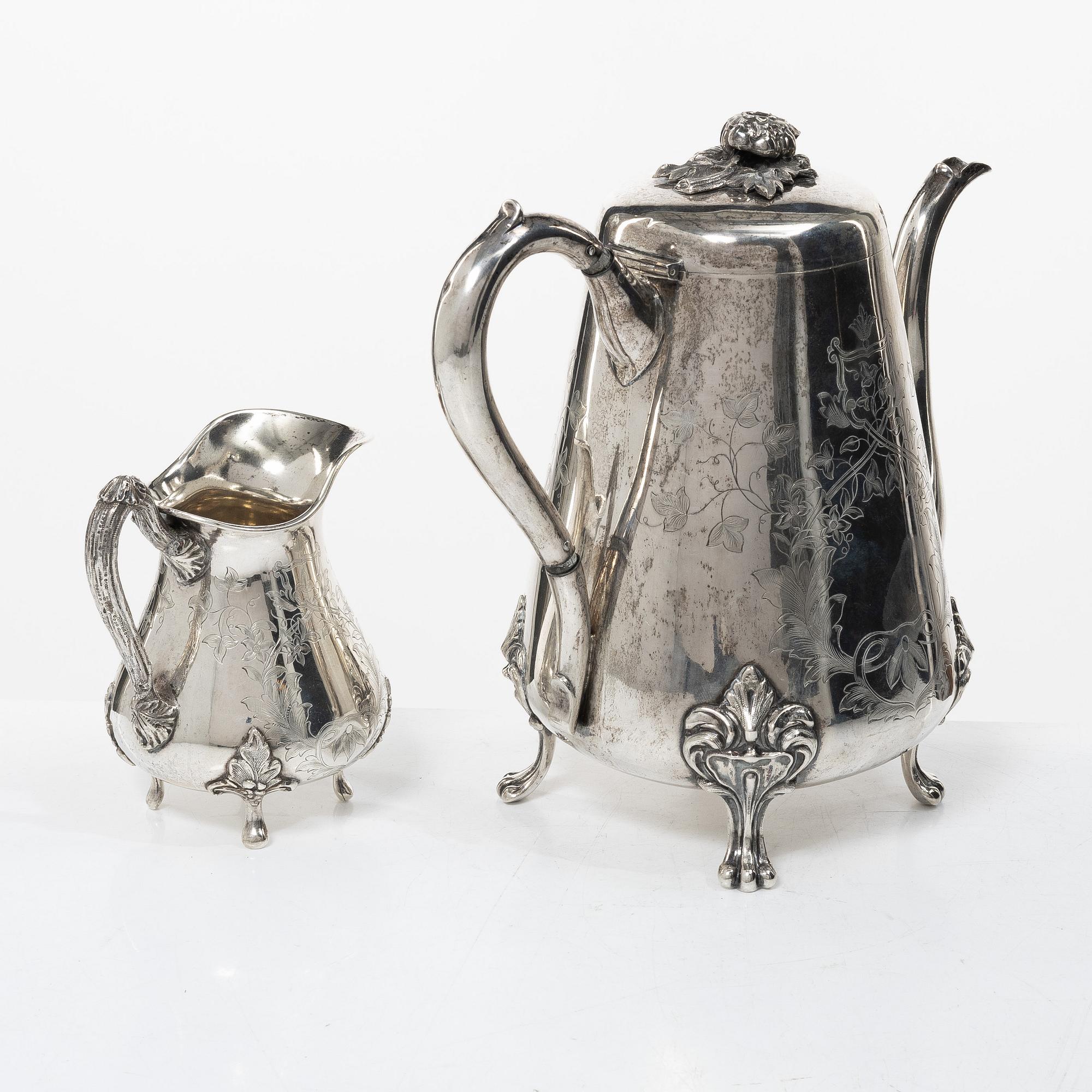 Gustav Dahlgren, a silver coffee pot and creamer, Malmö, 1861.