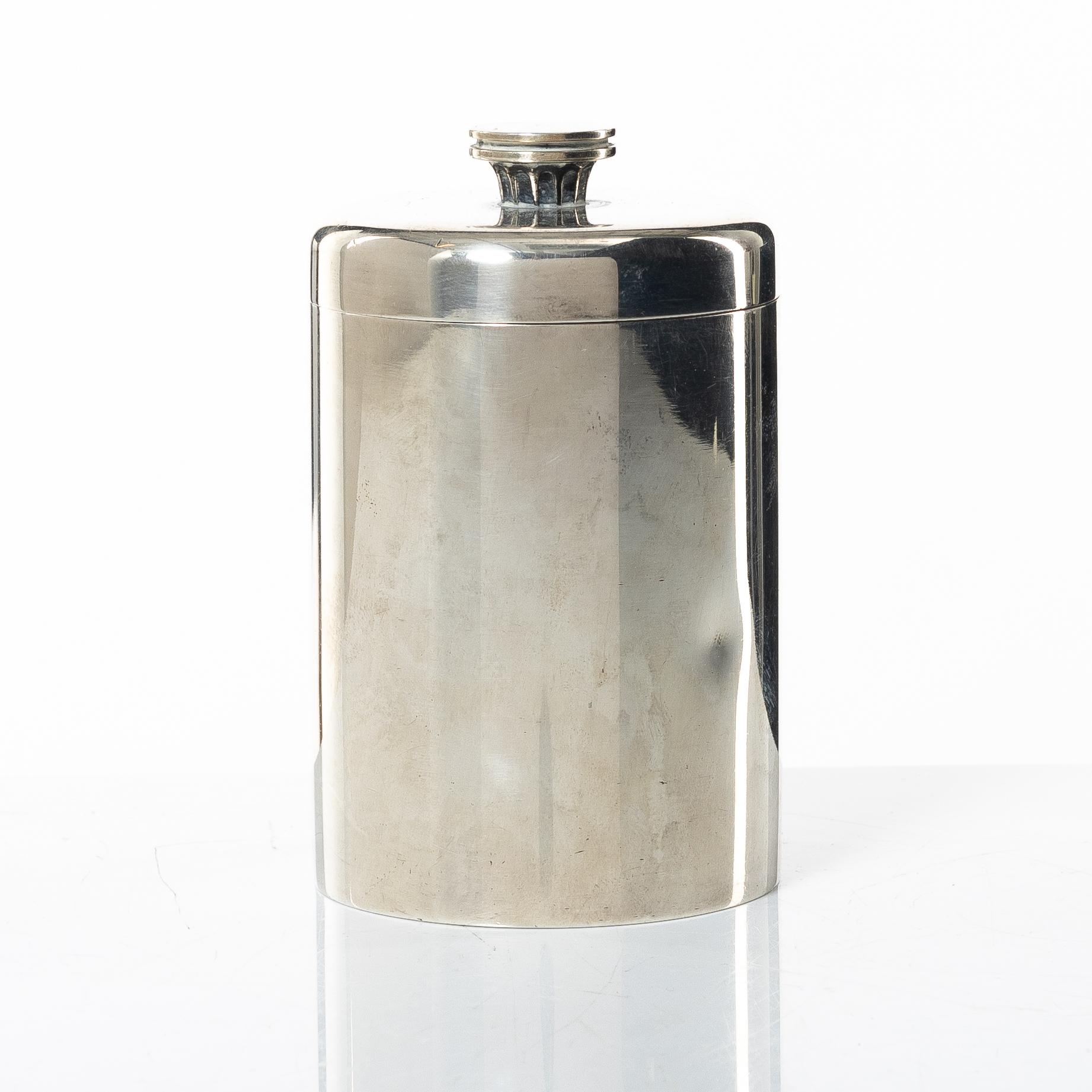 Sigvard Bernadotte, a sterling silver jar with cover, Georg Jensen, Denmark, after 1945.