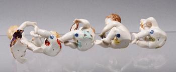 FIGURINER, 5 st. Porslin. Höchst-liknande märke.
