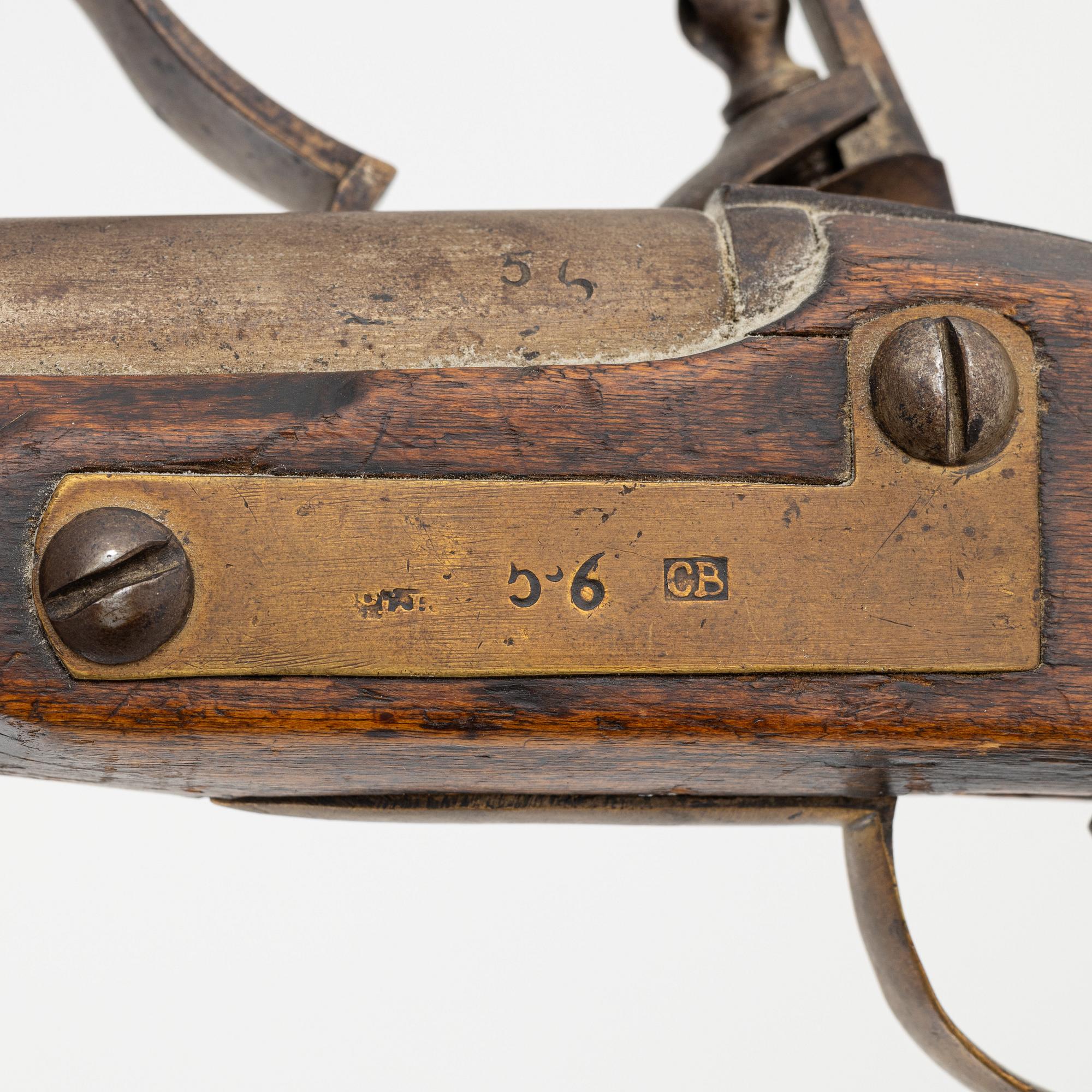 Flintlåspistol, svensk, m/1807, flankör.