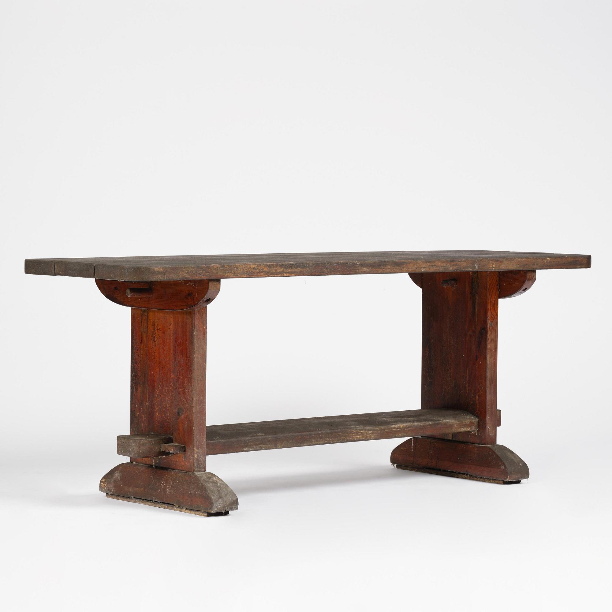 Axel Einar Hjorth, a stained pine "Skoga" table, Nordiska Kompaniet, Sweden, 1930s.
