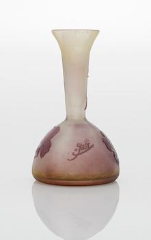 An Emile Gallé Art Noveau cameo glass vase, France, signed.
