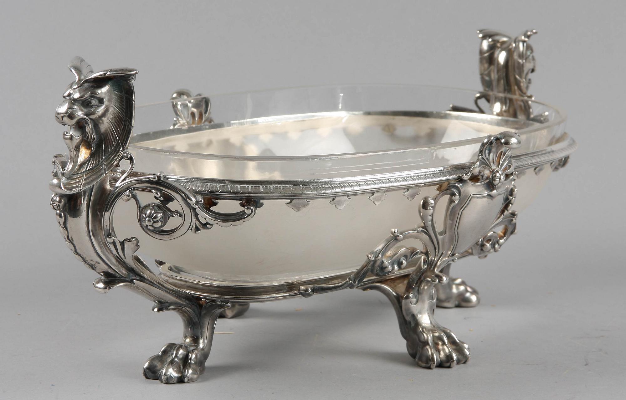 JARDINIERE, vitmetall och glas, Christofle, Paris, Frankrike, omkring 1900.