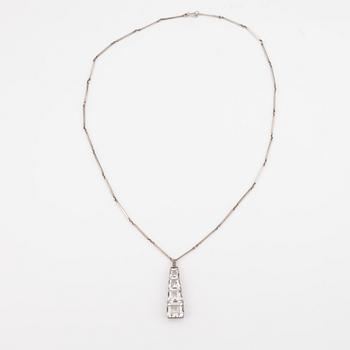 Necklace in silver with faceted rock crystal, Stigbert.