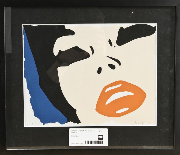 JOHNNY ACOSTA, färglitografier, 4 st, sign o numr 54/350.