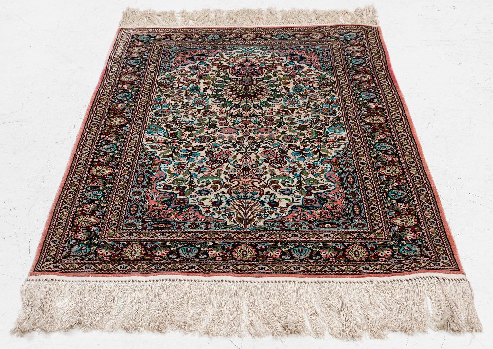 Rug, Hereke design, silk, 122 x 79 cm.