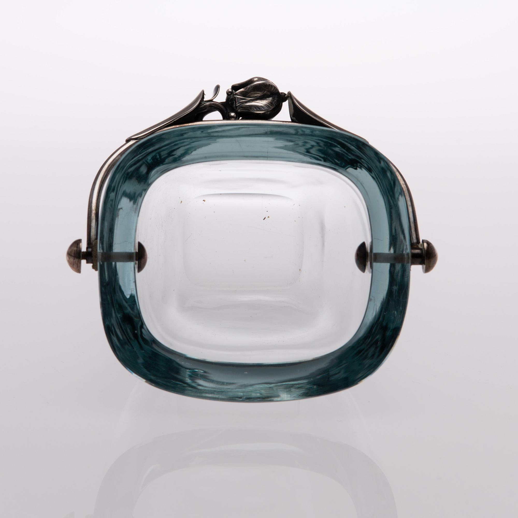 A 1960s DANISH GLASS AND STERLING SILVER ICE BUCKET, marks of DGH, Dansk Guldsmede Håndvark, Copenhagen.