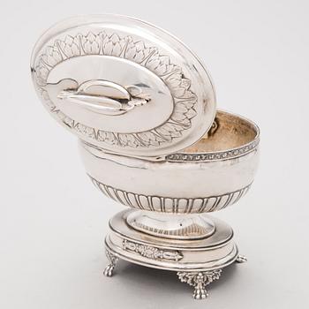 CARL PETTER LAMPA, SOCKERSKRIN, silver, empire, Stockholm 1827.