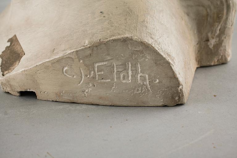 CARL ELDH, skulptur, patinerat gips, signerad.