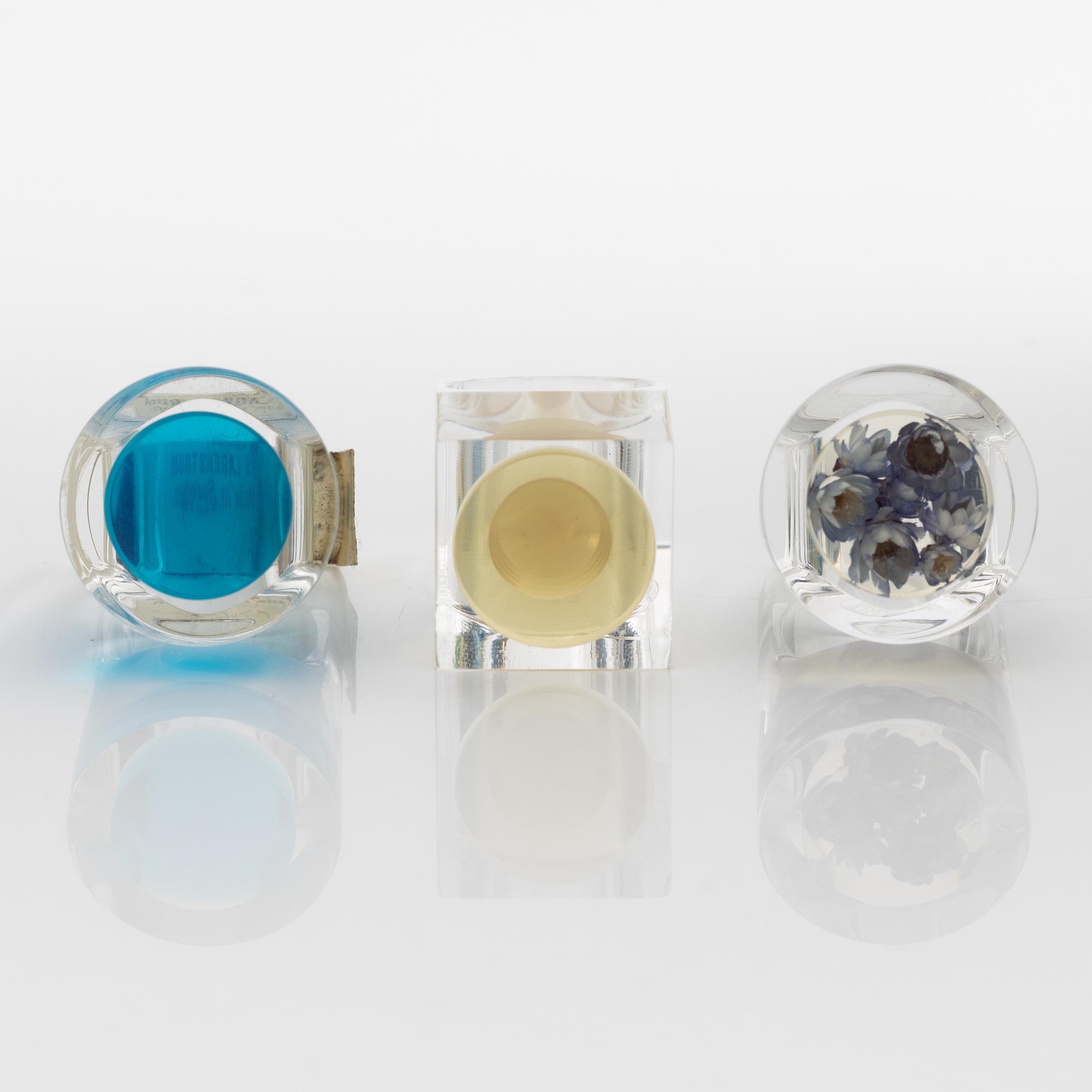 Siv Lagerström, three rings, acrylic plastic, 1970s.