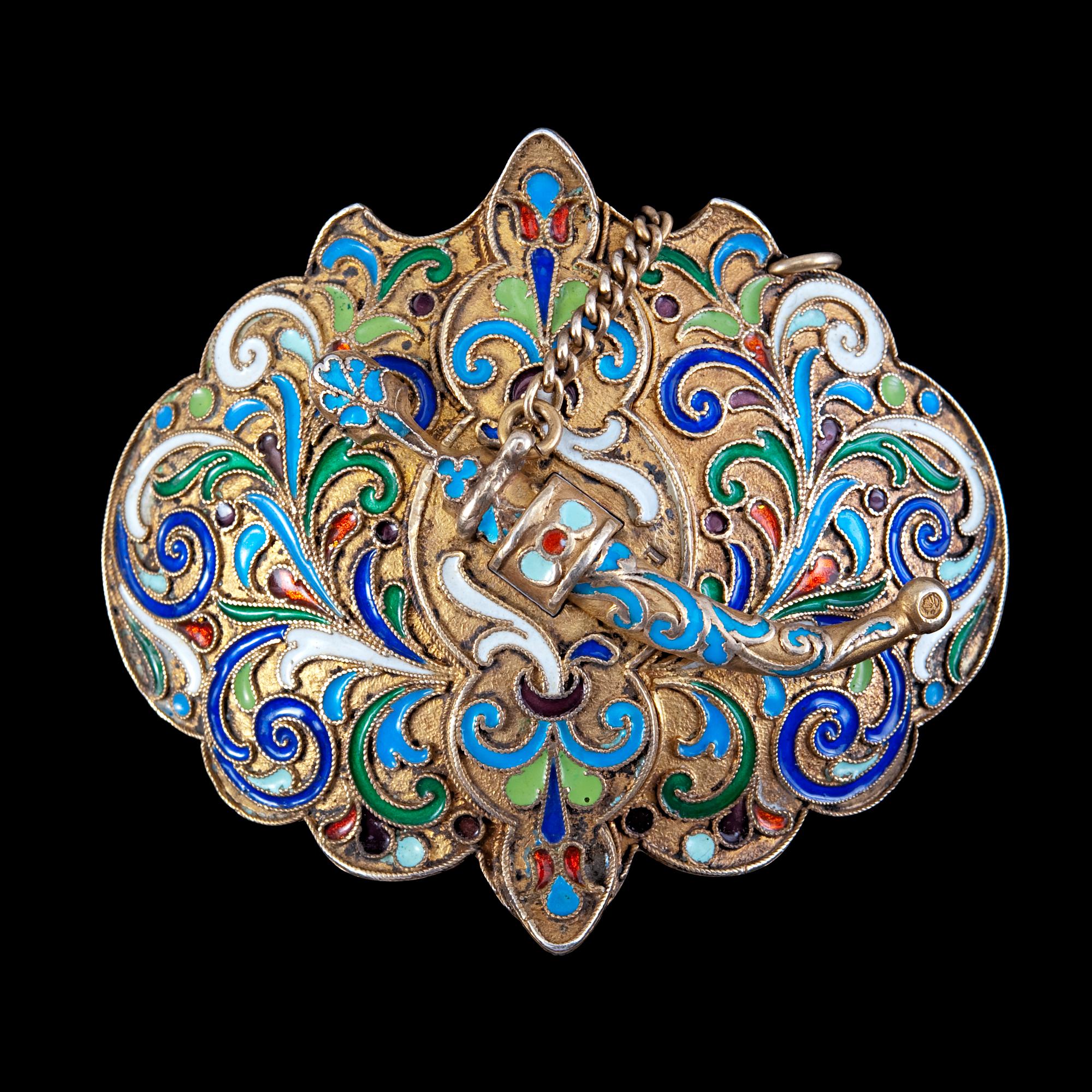 BROOCH, cloisonné enamel.