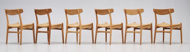 HANS J WEGNER, stolar, 6 st "CH-23", Carl Hansen & Son, Odense, Danmark.