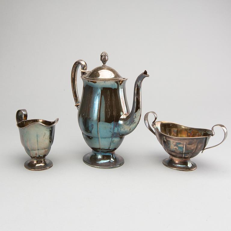 GAB, kaffeservis 3 dlr silver Stockholm 1927, 1933, Stockholm.