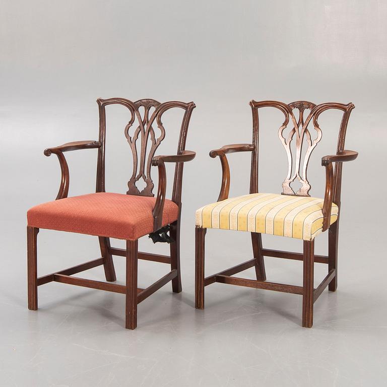 A pair of Chippendale 18th century mahogany armchairs.