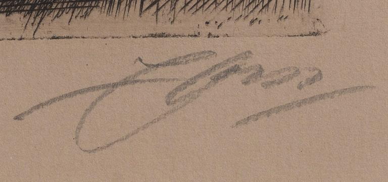Anders Zorn, a sigend etching from 1913.