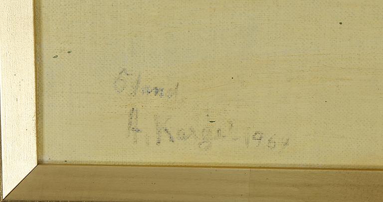 AXEL KARGEL, olja på pannå. Signerad och daterad Öland 64.