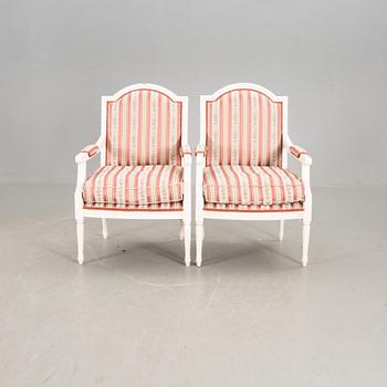 KARMSTOLAR, ett par, Louis XVI-stil, 1900-talets slut.