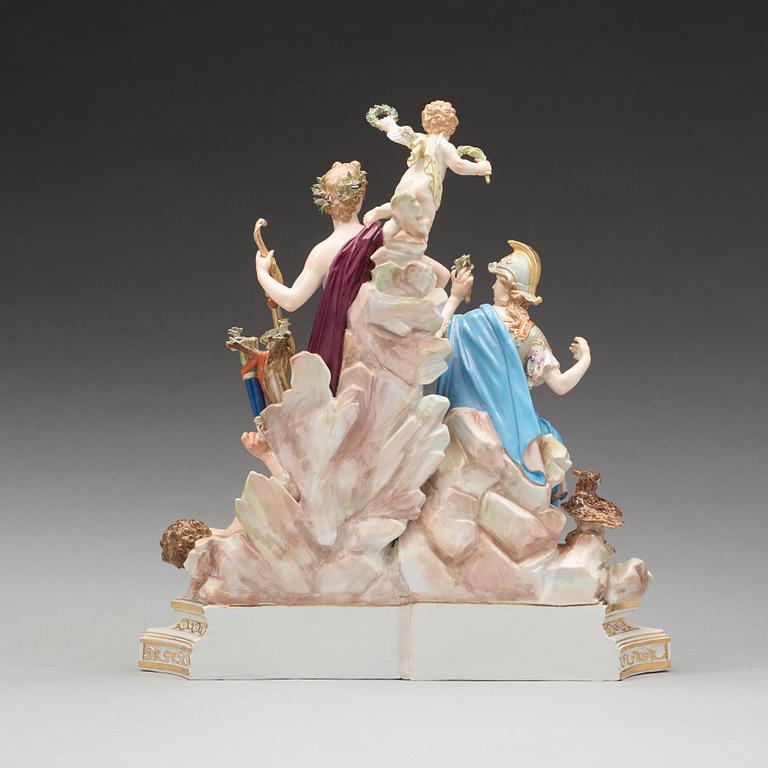 A Meissen Allegorical figure group, ca 1900.