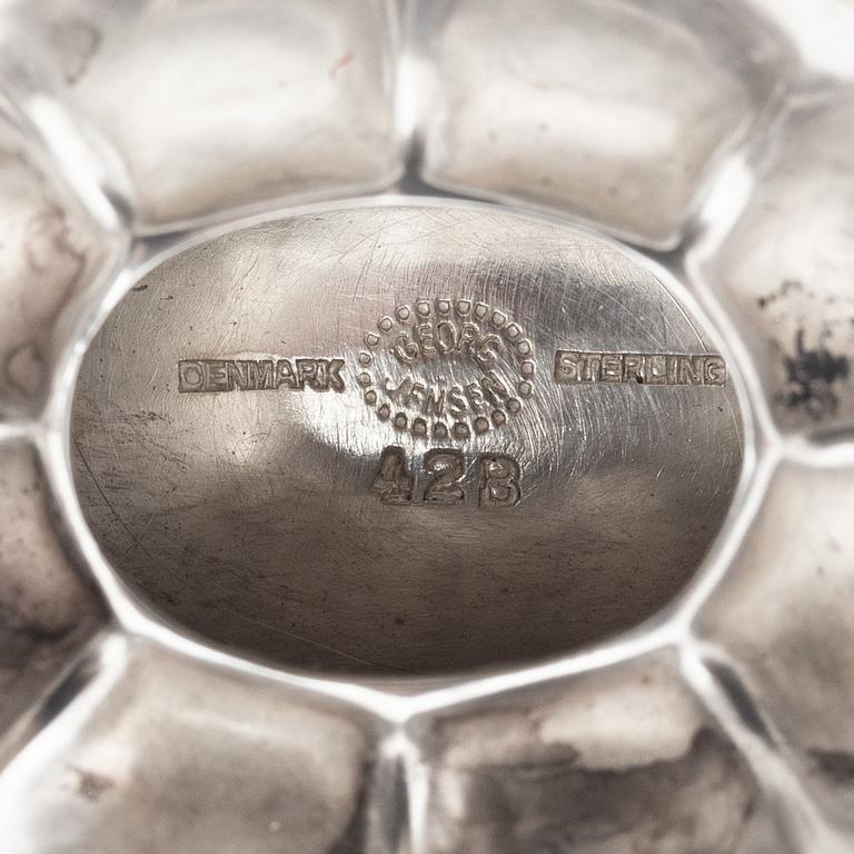 Johan Rohde, a sterling silver dish on a stem, model 42B, Firma Georg Jensen, Denmark, post 1945.