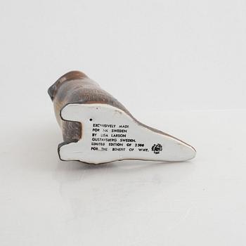 Lisa Larson, two stoneware figurines, 'Utter'(Otter) & 'Visent'(Wisent), WWF & Nordiska Kompaniet, Gustavsberg, 1975-87.