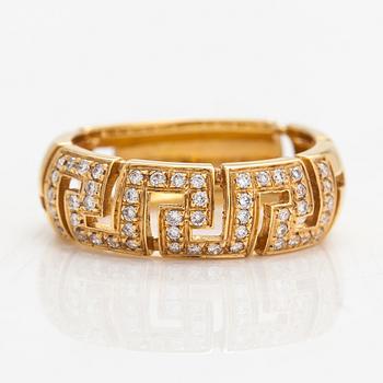 Versace, ring, 18K guld och diamanter ca 0.12 ct totalt. Märkt Versace.