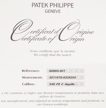 ARMBANSDUR, herr, Patek Philippe, 18K vitguld, original läderarmband. Certifikat, box. 2005.