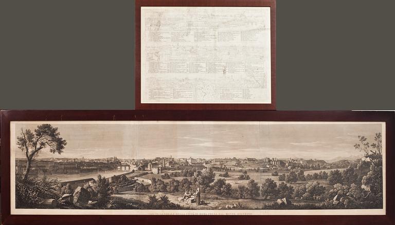 KOPPARSTICK, 2 delar. "Veduta Generale Citta Di Roma Presa Del Monte Avention". 1700/1800-tal.