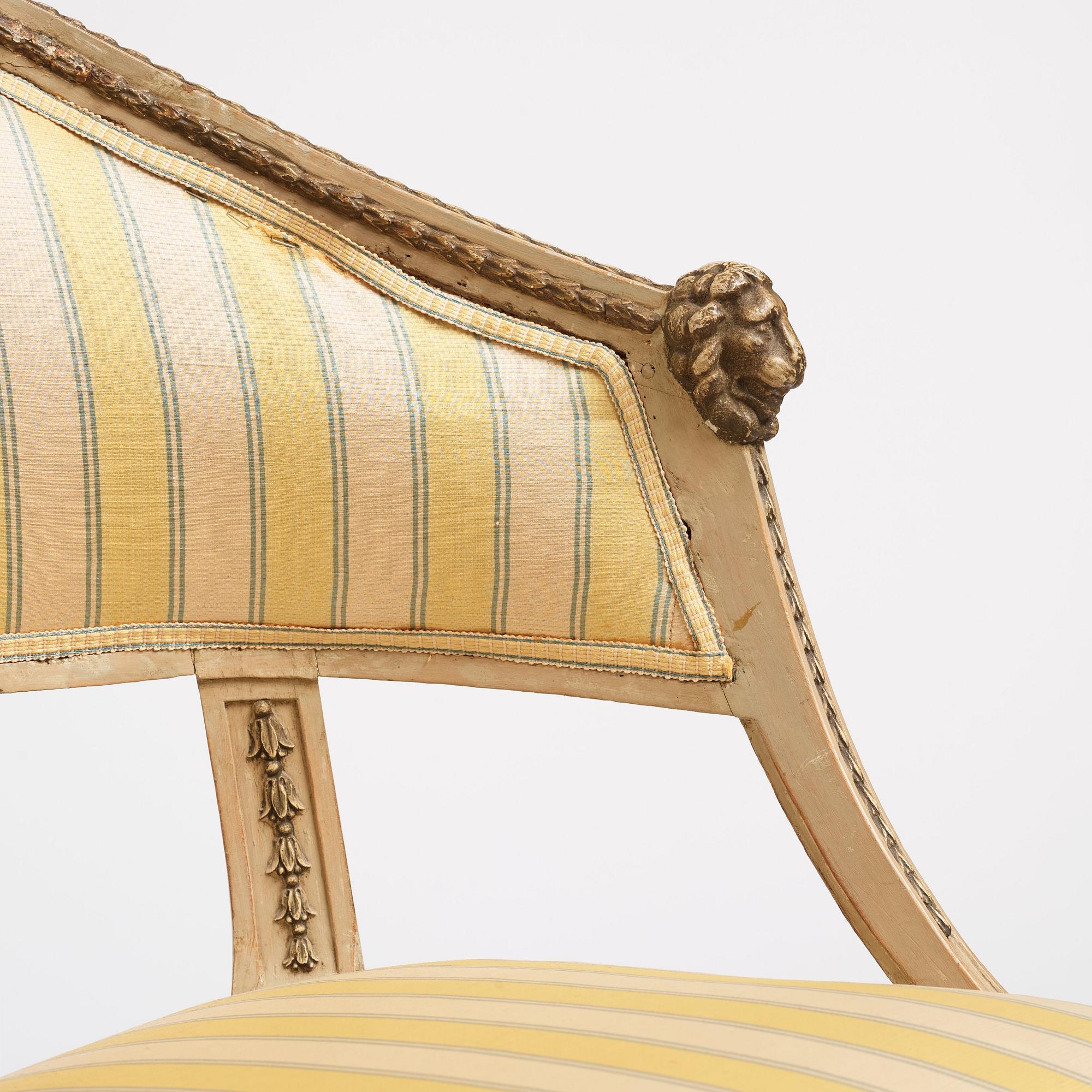 A pair of matched late Gustavian armchairs, Stockholm,  late 18th century.