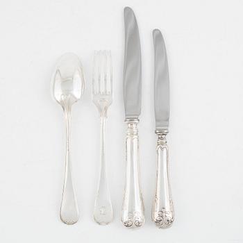 A 24-piece Swedish silver cutlery, model 'Old French', mark of A.G. Dufva, Stockholm, including 1921.