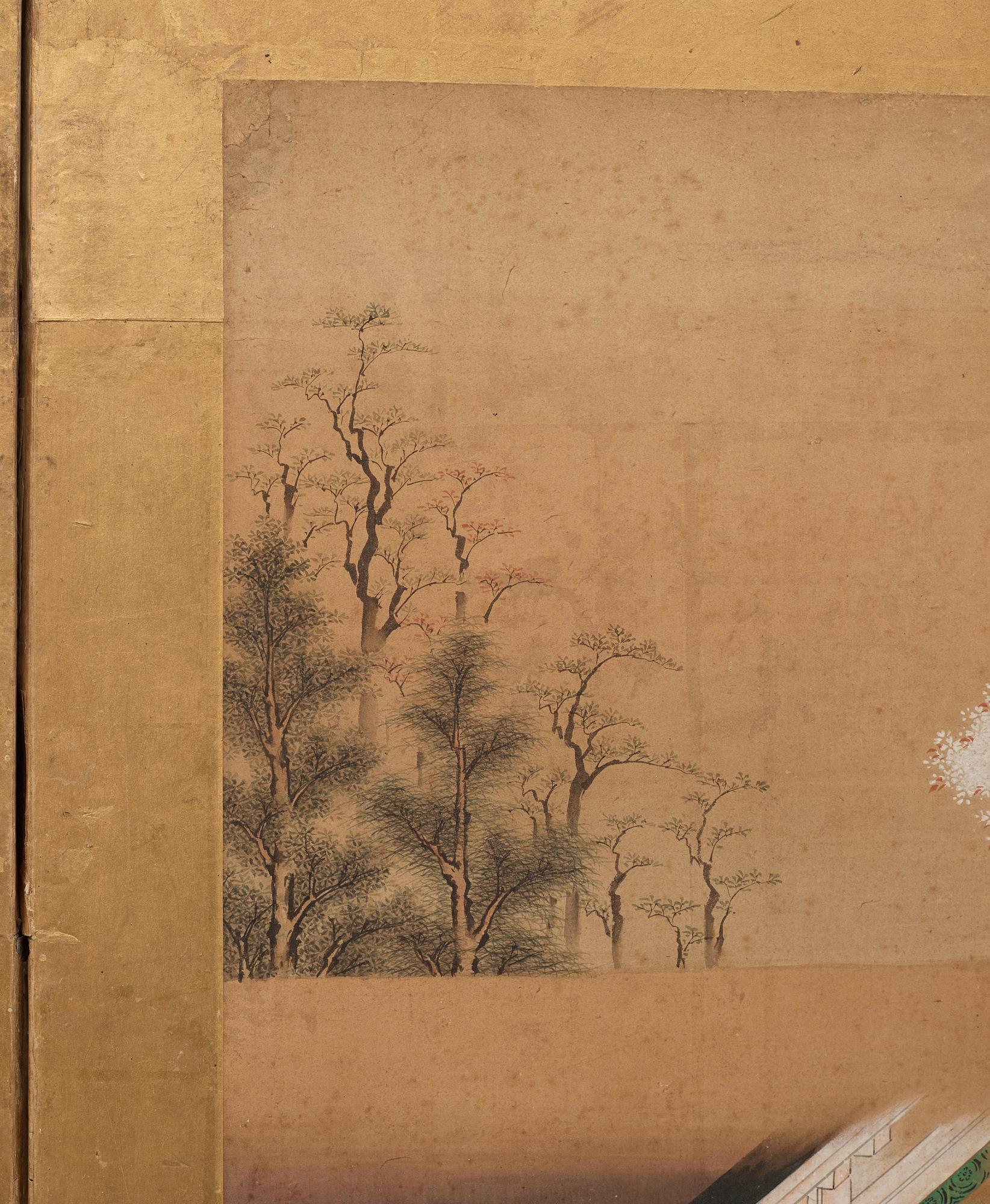 A Japanese six fold screen, Edo period (1603-1868).
