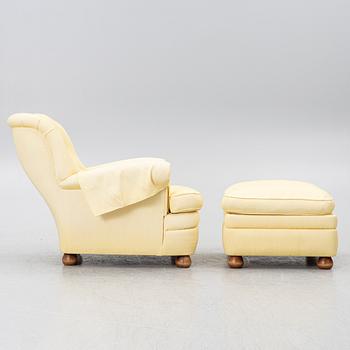Josef Frank, armchair with footstool, model 336, Svenskt Tenn.