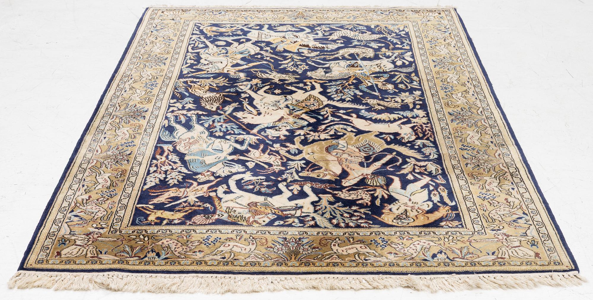 Rug, Tabriz, figural, approximately 230 x 140 cm.