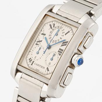 Cartier, Tank Francaise, kronograf, armbandsur, 28 x 28 (36) mm.