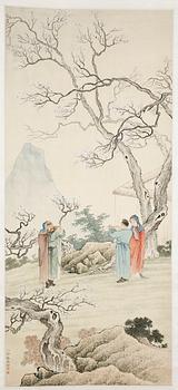 RULLMÅLNING, färgpigment på siden, Kina 1900-tal.