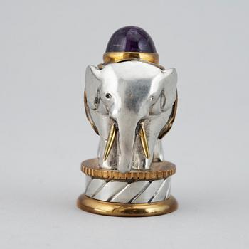ESTRID ERICSON, a pewter and brass seal stamp, Svenskt Tenn, 1940-50s.