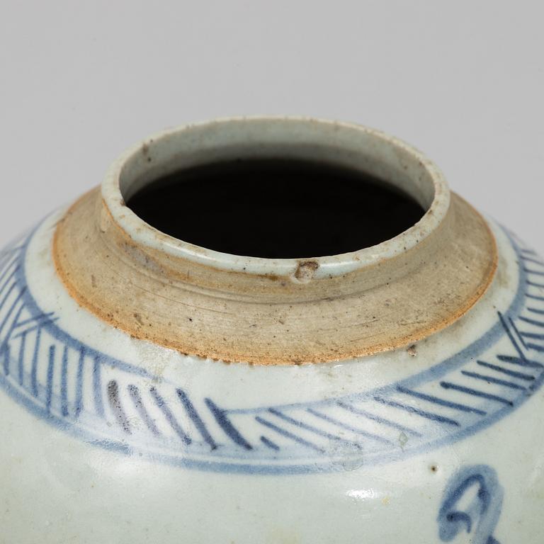 Two blue and white porcelain ginger jars, Qing dynasty, China, 19th century.