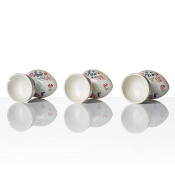 A set of six famille rose egg cups, Qing dynasty, 18th century.