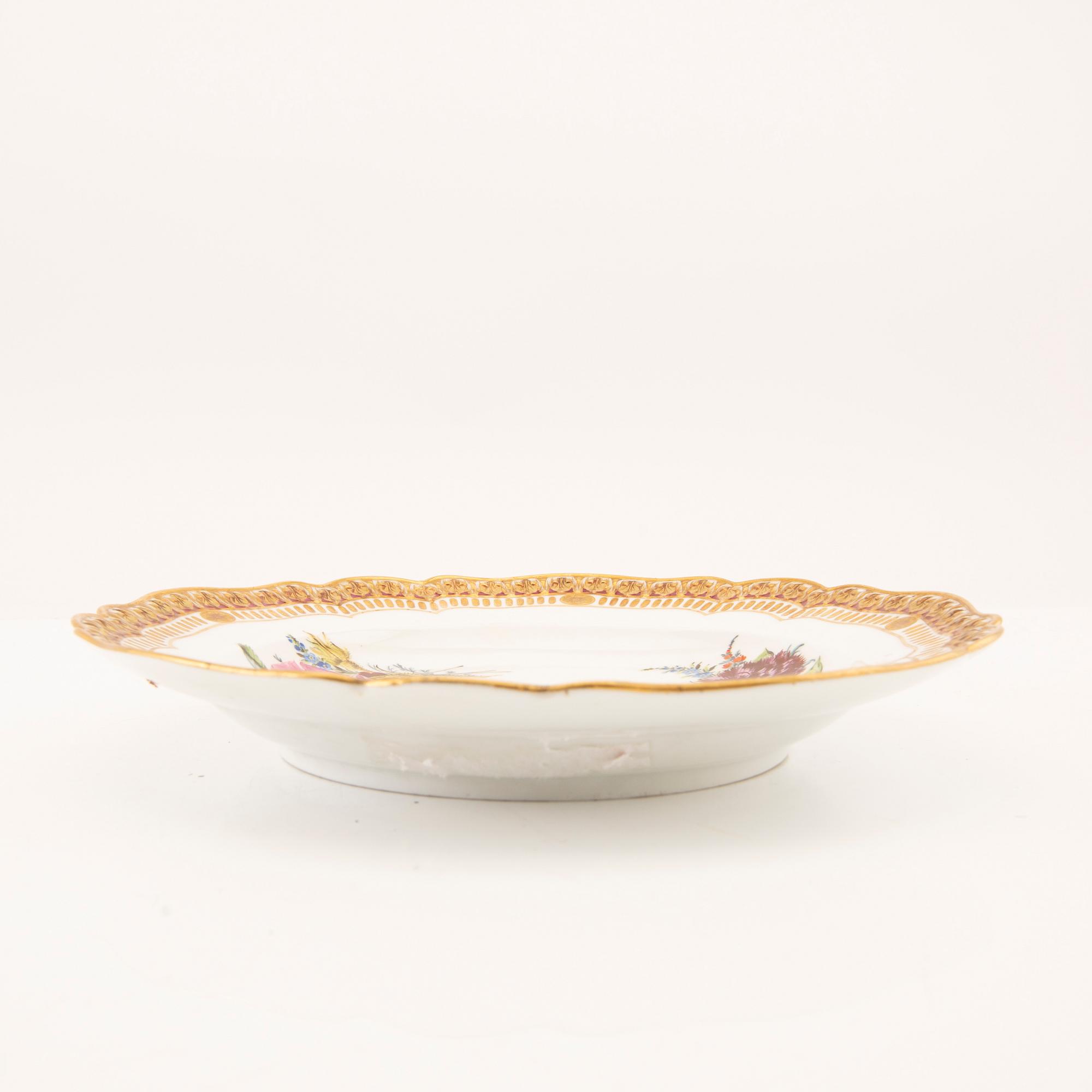 Tallrik Meissen 1700-talets slut porslin.