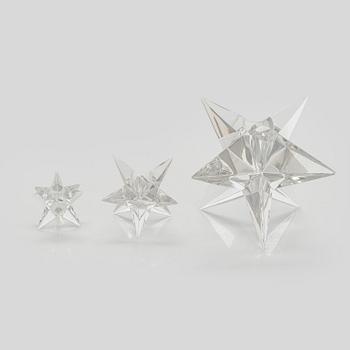 Vicke Lindstrand, ljusstakar, 9 st, kristall, "Kosta Star", Rosenthal tidigt 1970-tal.