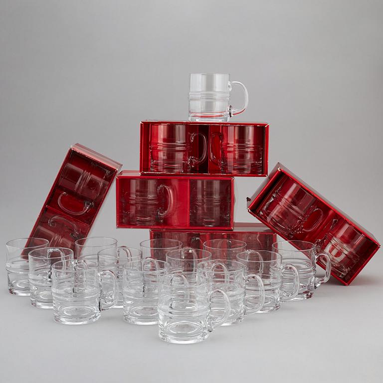 TIMO SARPANEVA, 24 parts glass tableware, Pisaranrengas /Drop ring / Ripple, Iittala, 1960/70s.