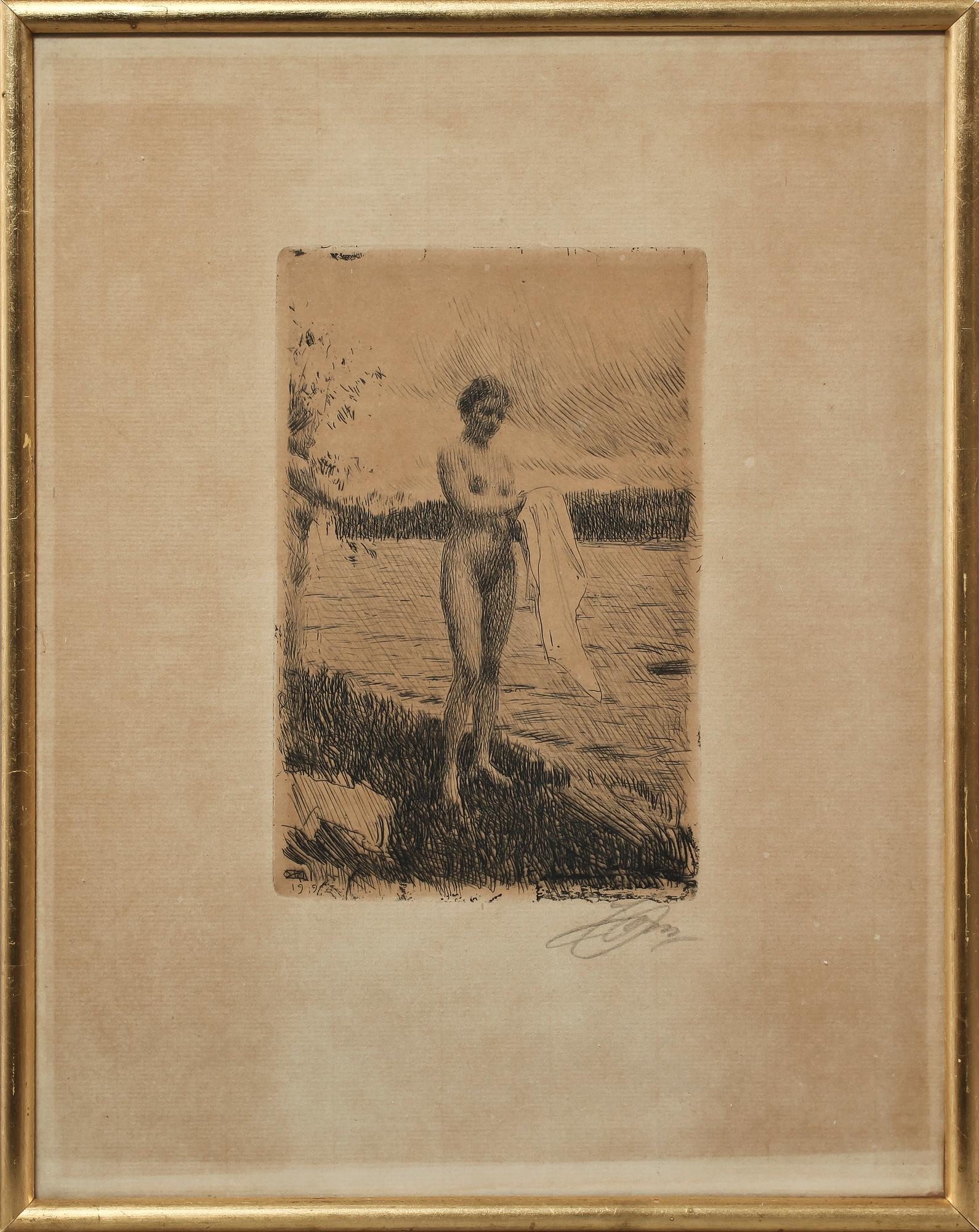 ANDERS ZORN, etsning, sign o dat 1919.