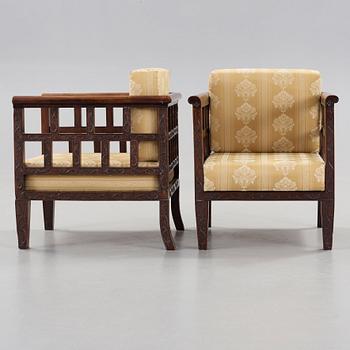 A pair of Chinese arm-chairs, 1920's.