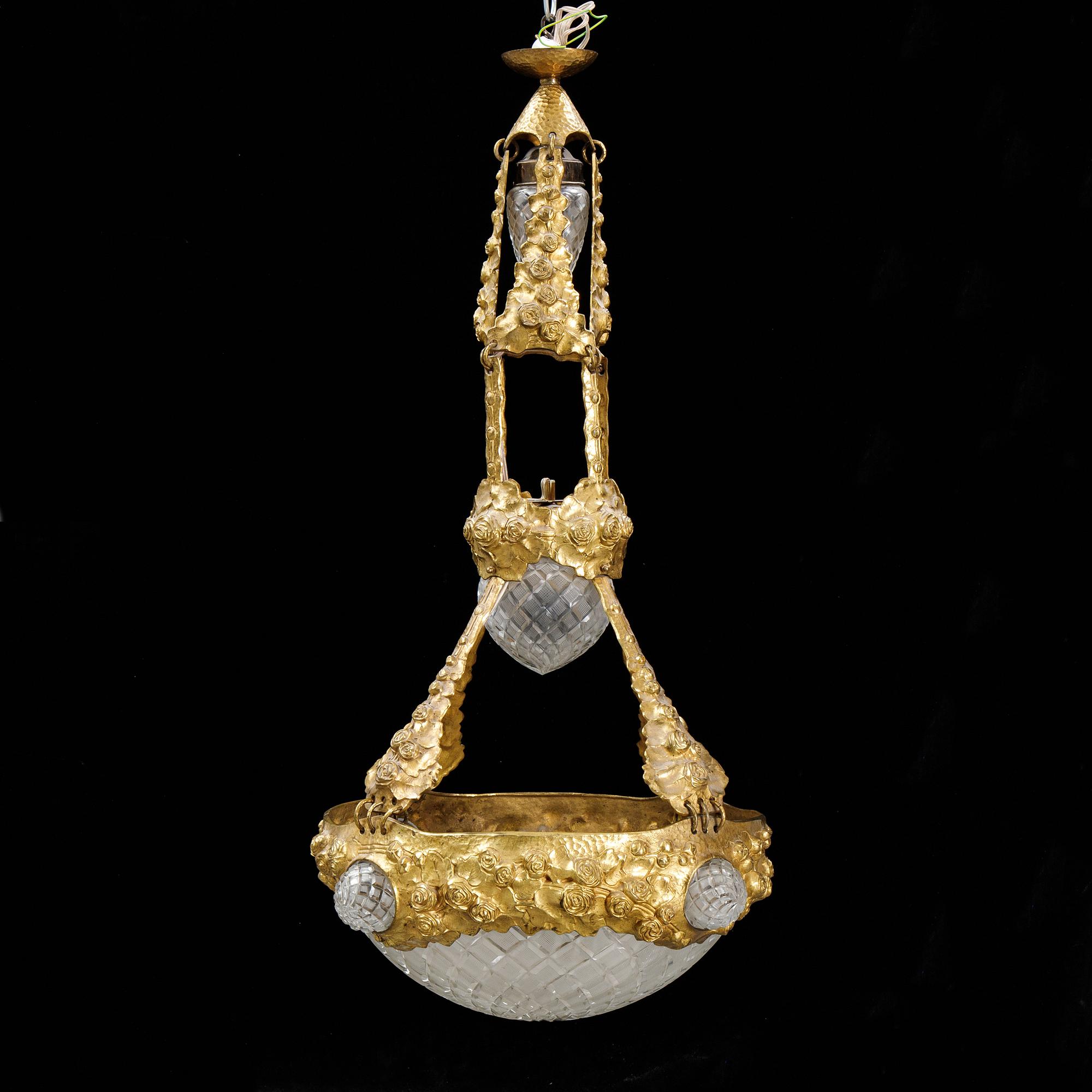Alice Nordin, an Art Nouveau gilt bronze ceiling light, circa 1900.