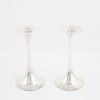 Tapio Wirkkala, a pair of sterling silver candlesticks, 'Trumpetti', Kultakeskus Oy, Hämeenlinna, Finland.