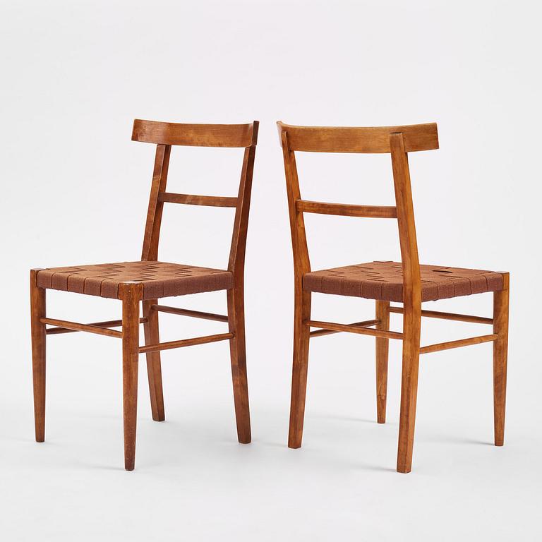 Gunnar Asplund, a set of six stained birch chairs, Nordiska Kompaniet, ca 1926-28, for the Stockholm Public Library.