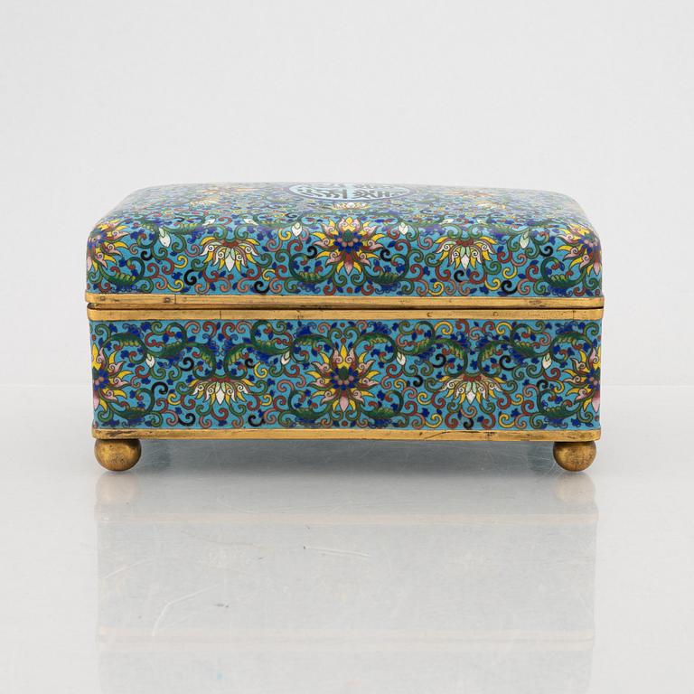 A Chinese cloisonné on copper box with cover, 20th century.