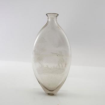 Flaska/Plunta daterad 1819 glas.