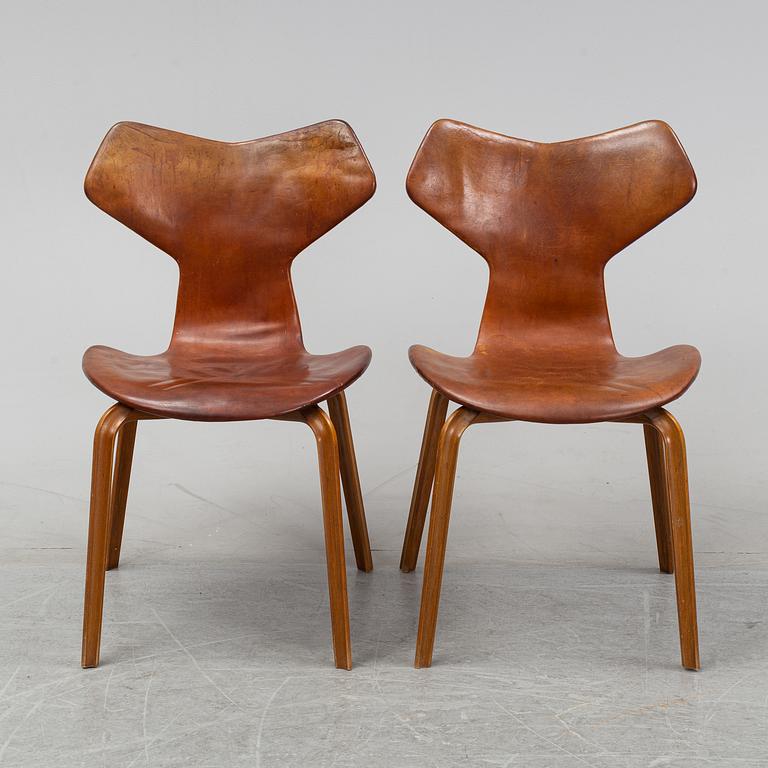 Arne Jacobsen, a set of six 'Grand Prix' chairs for Fritz Hansen, Denmark, 1950's-60's.