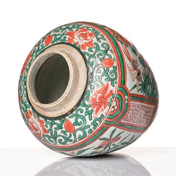 Kruka, porslin, Wucai, 1600-tal.